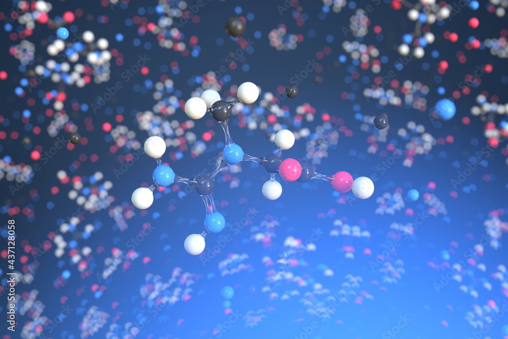Molecule of creatine, conceptual molecular model. Scientific 3d rendering Molecule of creatine, conceptual molecular model. Scientific 3d rendering