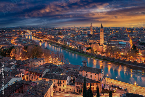 Sunset skyline of Verona, Italy