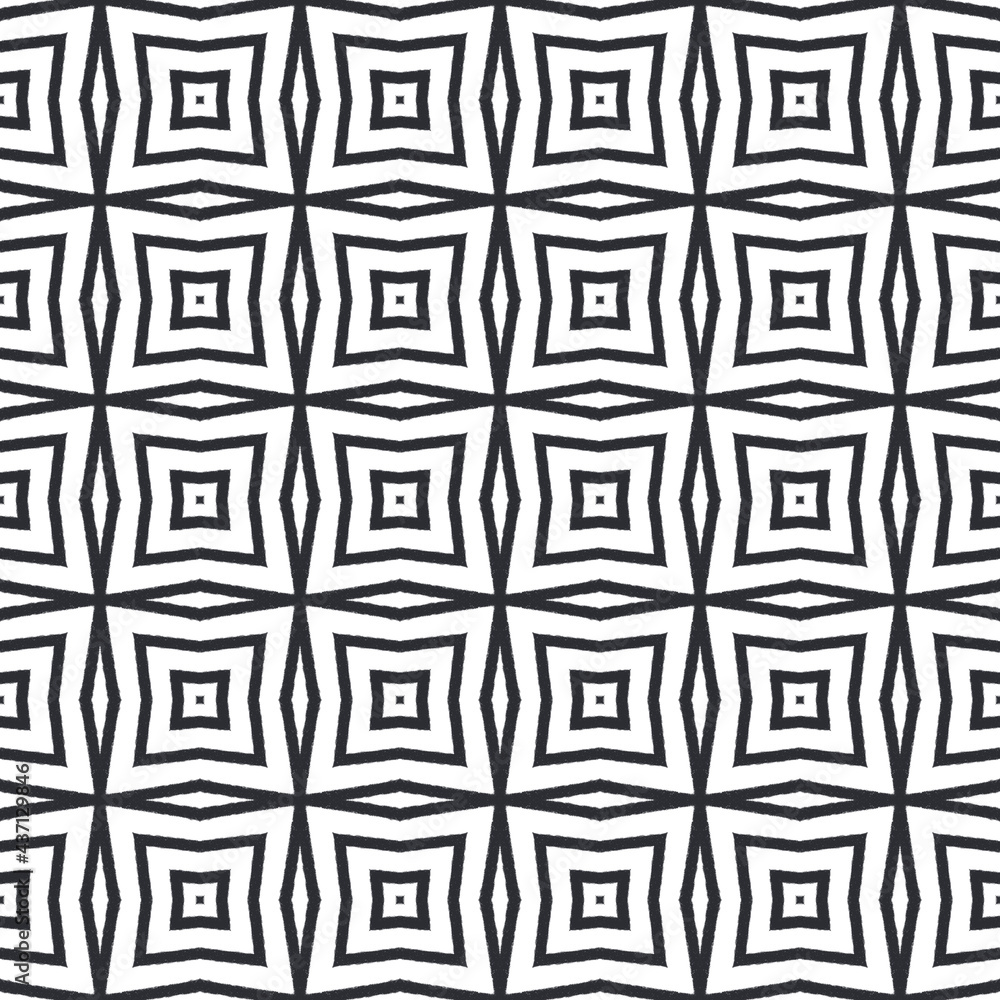 Ikat repeating swimwear design. Black Ikat repeating swimwear design. Black