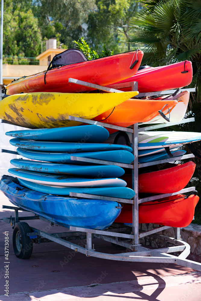 nautical equipment piled on a cart nautical equipment piled on a cart
