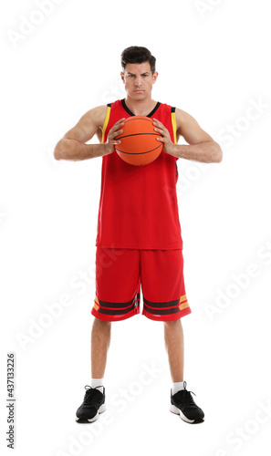 Basketball player with ball on white background © New Africa