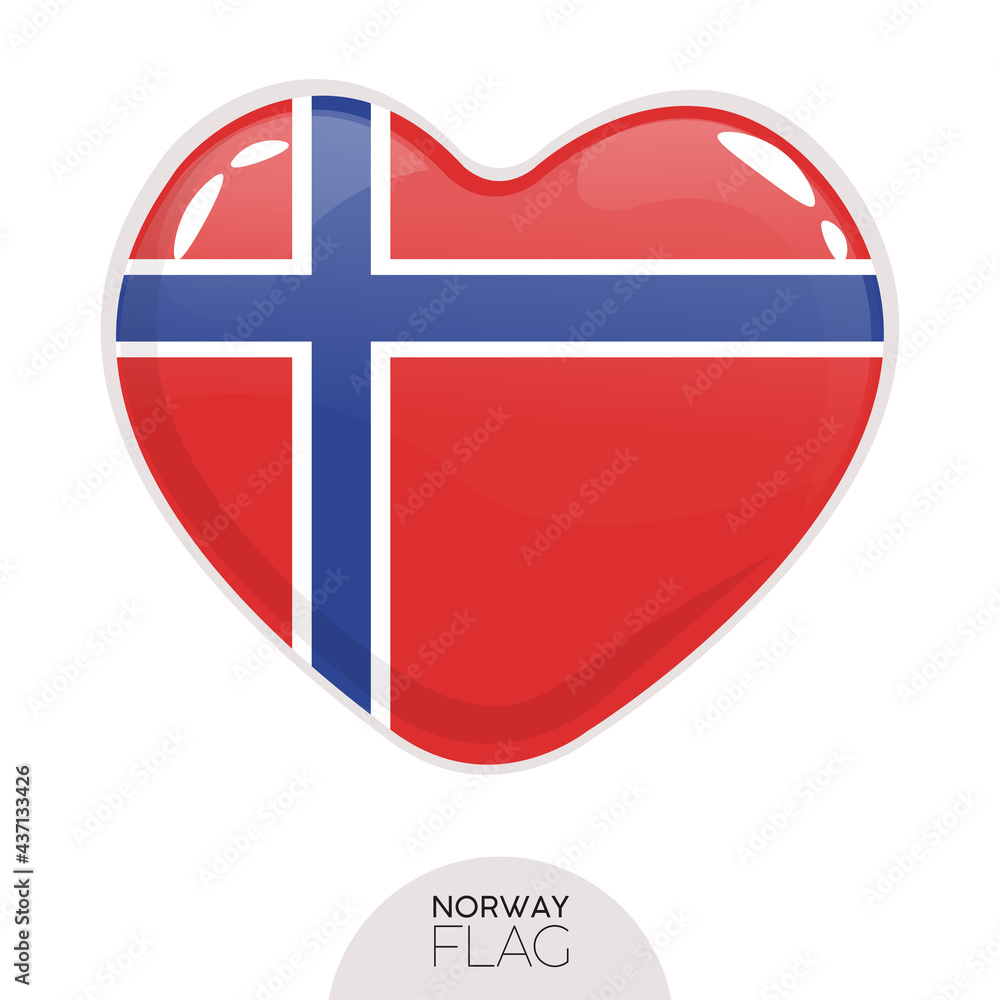 Obraz premium Isolated flag Norway in heart symbol vector illustration