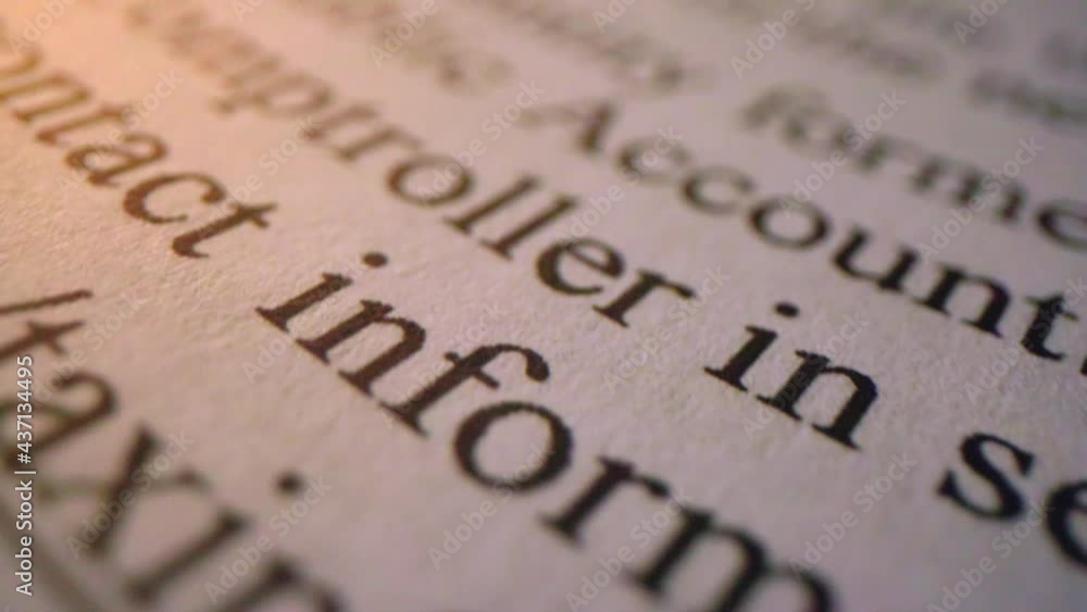 Extreme Macro Legal Text on Paper. view moves down the page on random legal text in extreme close up Extreme Macro Legal Text on Paper. view moves down the page on random legal text in extreme close up