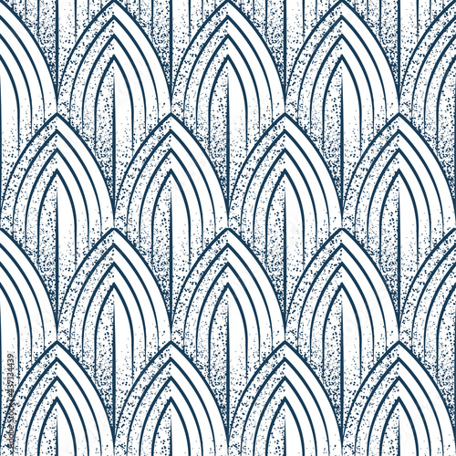 Fish scales vintage, engraving style seamless pattern. Mermaid or dragon scales drawing endless background. Part of set.