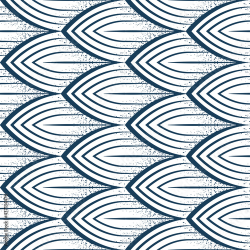 Fish scales vintage, engraving style seamless pattern. Mermaid or dragon scales drawing endless background. Part of set.