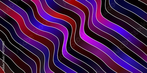 Dark Pink, Red vector template with curved lines.