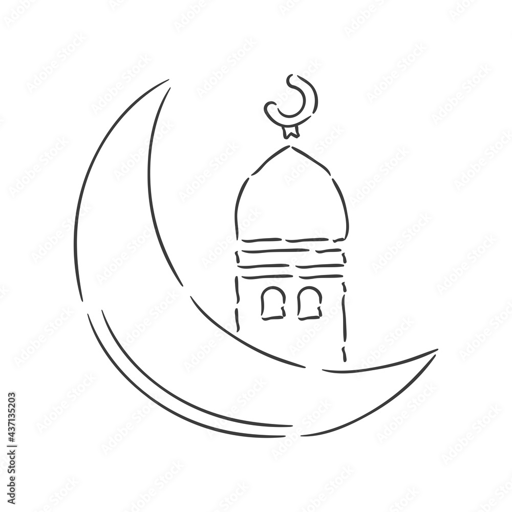 Isolated Moon Ayna ramadan kareem draw muslim holy vector illustration Isolated Moon Ayna ramadan kareem draw muslim holy vector illustration