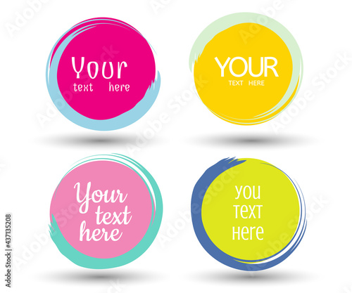 Handwritten with color circle brush stroke backgrounds for business, banner, promotion and advertising. Abstract vector banners. Design illustration elements. - Vector