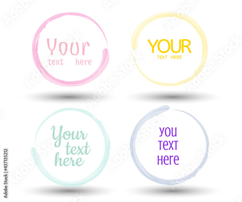 Handwritten with color circle brush stroke backgrounds for business, banner, promotion and advertising. Abstract vector banners. Design illustration elements. - Vector