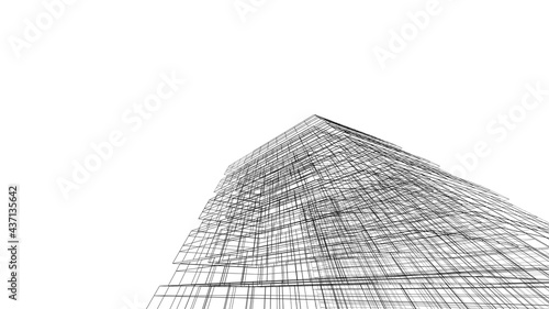 3d drawing of modern architecture