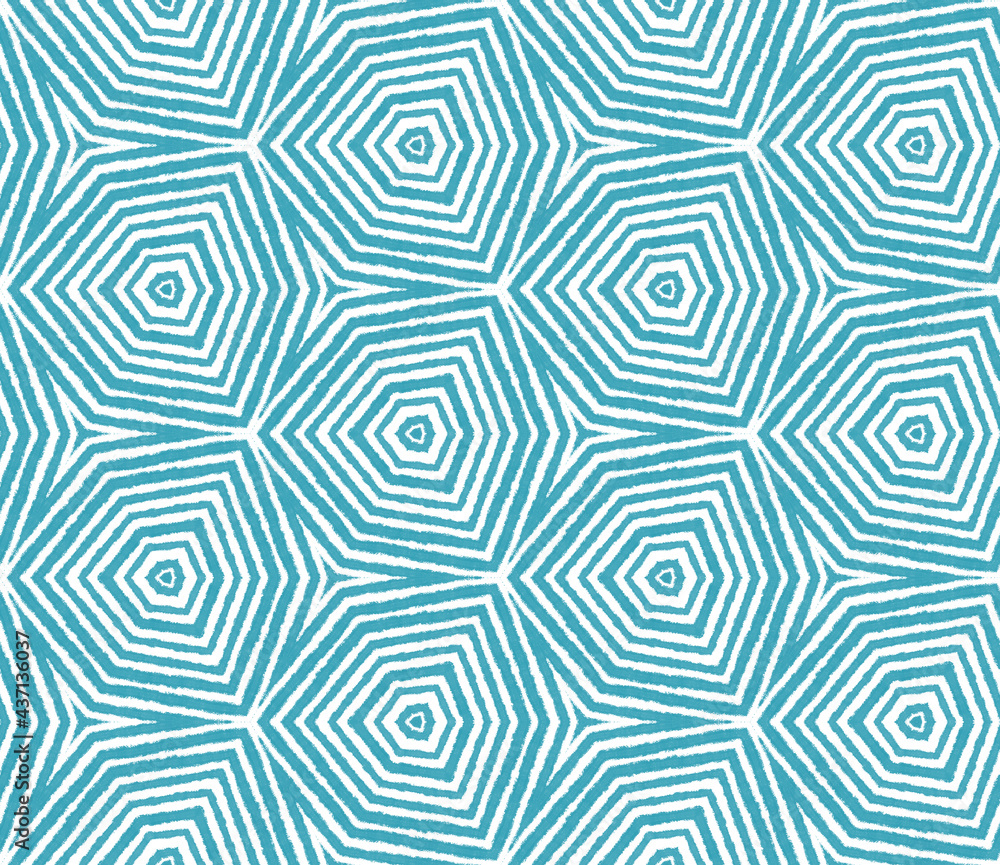 Exotic seamless pattern. Turquoise symmetrical Exotic seamless pattern. Turquoise symmetrical