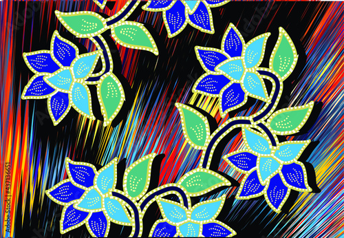 Batik Indonesian: is a technique of wax-resist dyeing applied to whole cloth, or cloth made using this technique originated from Indonesia. EPS 10
