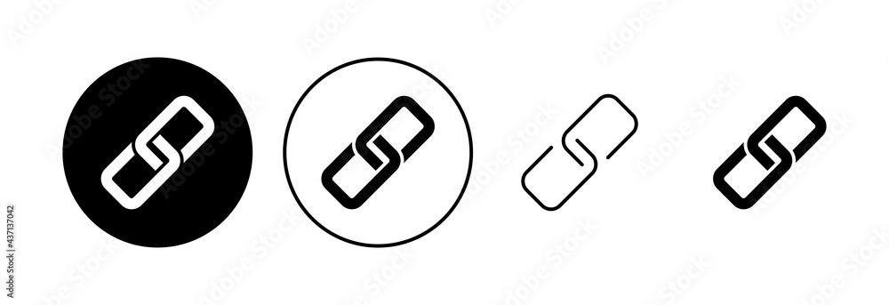 Link icon set. Hyperlink chain symbol.