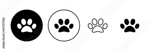 Paw icon set. paw print icon vector. dog or cat paw