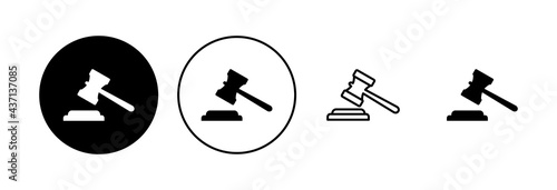 Gavel icon set. judge gavel icon vector. law icon vector. auction hammer