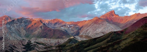 Movie Scene Panoramic View of the Mount Leñas in Valle de las Leñas, Cordillera de Los Andes, Cuyo, Mendoza, Malargüe, Argentina