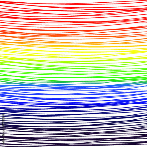 Rainbow LGBT pride stripes background. Waves and lines horizontal multicolored pattern. International Day Against Homophobia. Bright red,orange,yellow,green, blue, purple waves hand drawn background 