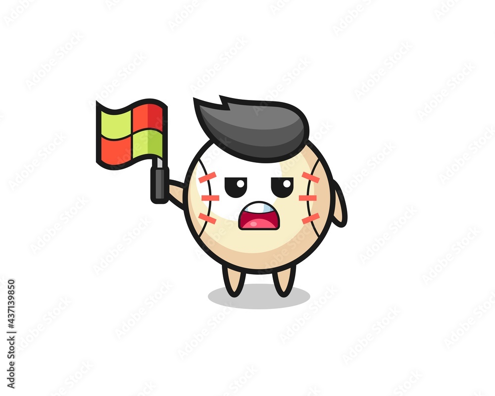 baseball character as line judge putting the flag up baseball character as line judge putting the flag up