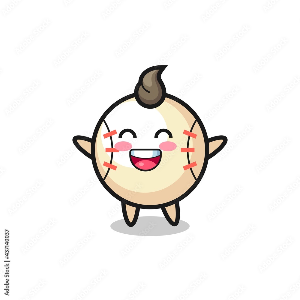 happy baby baseball cartoon character