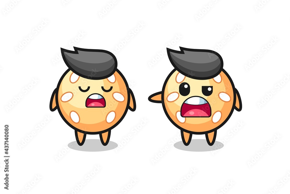 illustration of the argue between two cute sesame ball characters illustration of the argue between two cute sesame ball characters
