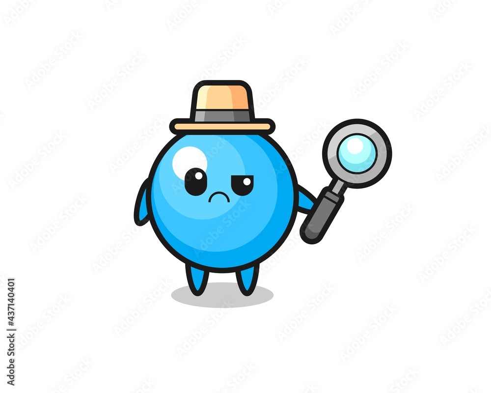 the mascot of cute bubble gum as a detective