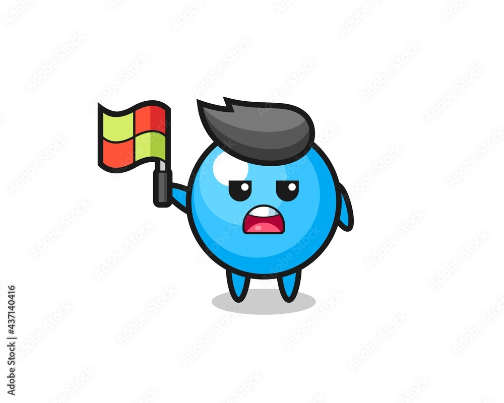 bubble gum character as line judge putting the flag up