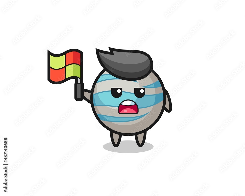 planet character as line judge putting the flag up planet character as line judge putting the flag up