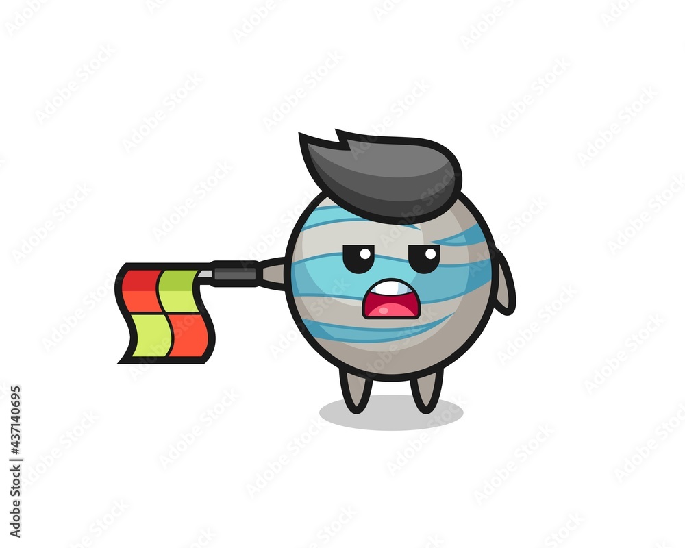 planet character as line judge hold the flag straight horizontally planet character as line judge hold the flag straight horizontally