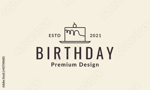 lines food birthday cake logo vector symbol icon design graphic illustration