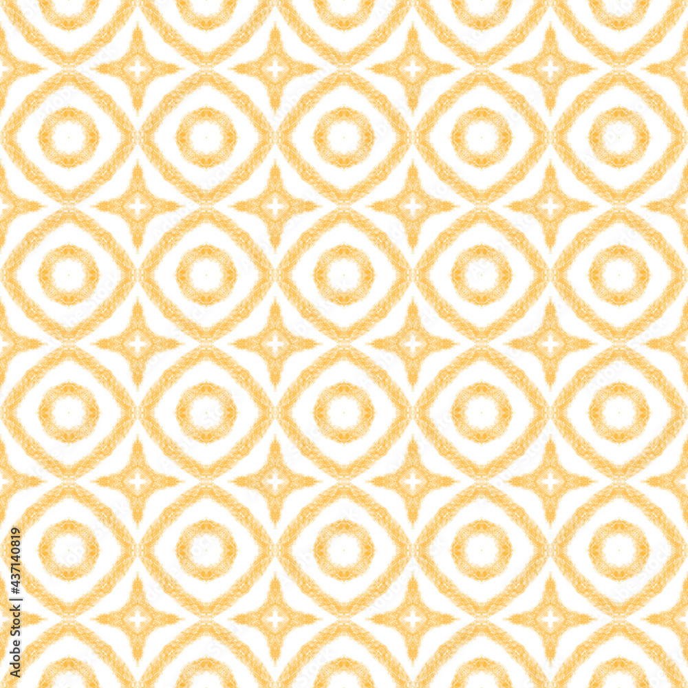 Ethnic hand painted pattern. Yellow symmetrical Ethnic hand painted pattern. Yellow symmetrical