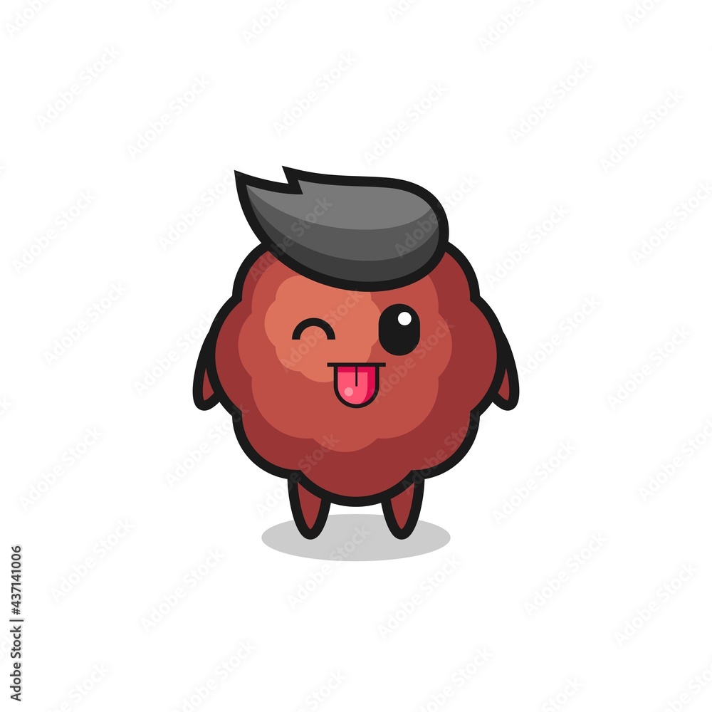 cute meatball character in sweet expression while sticking out her tongue cute meatball character in sweet expression while sticking out her tongue