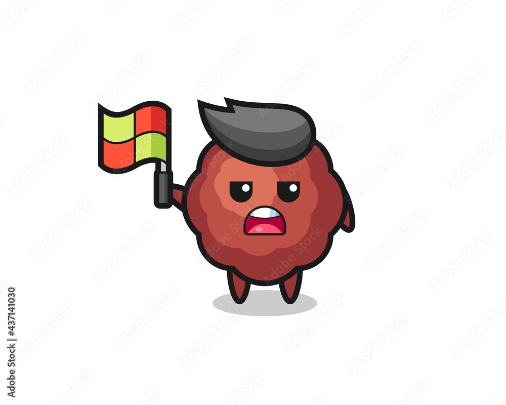 meatball character as line judge putting the flag up meatball character as line judge putting the flag up