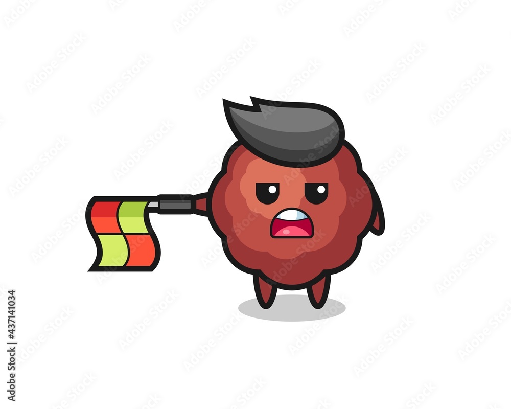 meatball character as line judge hold the flag straight horizontally meatball character as line judge hold the flag straight horizontally