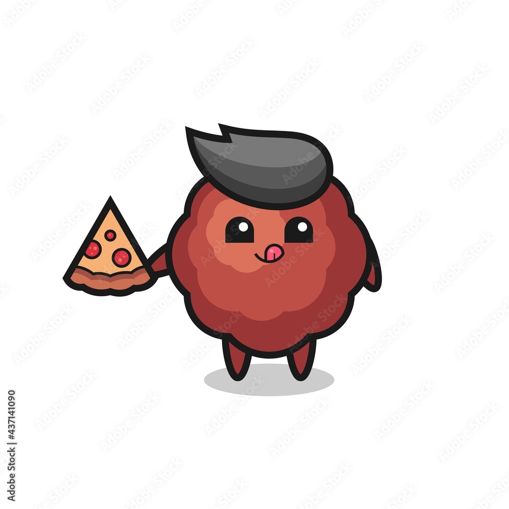 cute meatball cartoon eating pizza cute meatball cartoon eating pizza