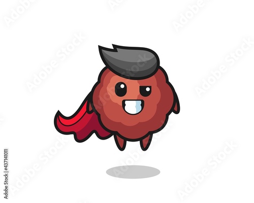 the cute meatball character as a flying superhero © heriyusuf