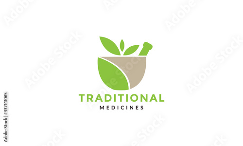 traditional medicine herbal logo vector symbol icon design graphic illustration