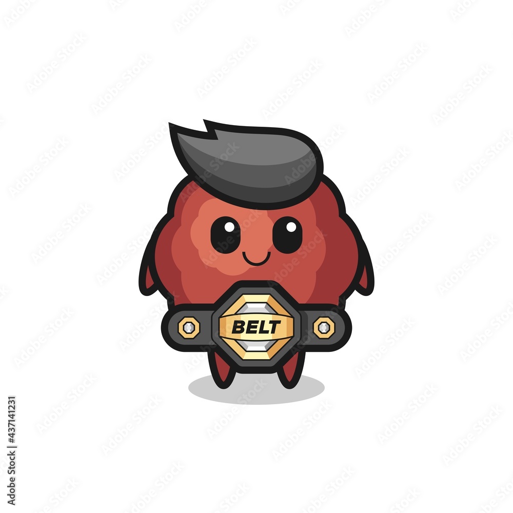 the MMA fighter meatball mascot with a belt