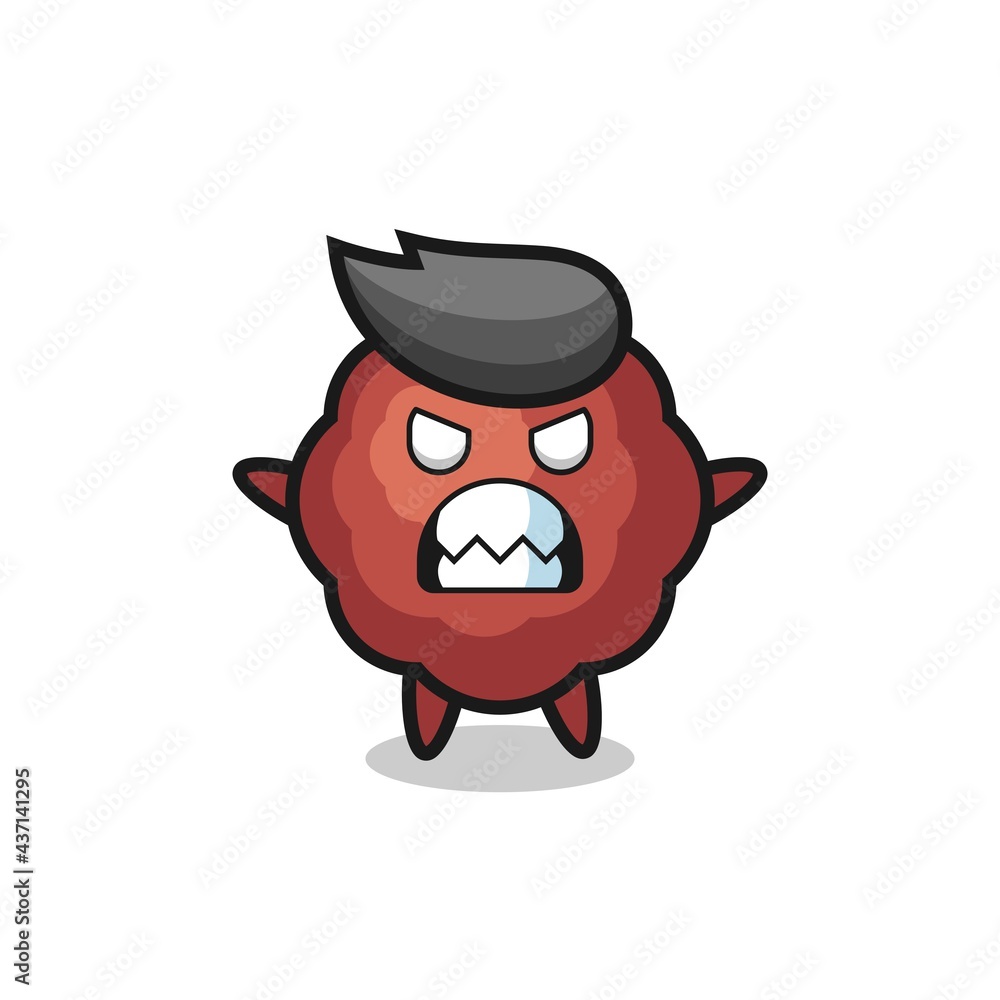 wrathful expression of the meatball mascot character