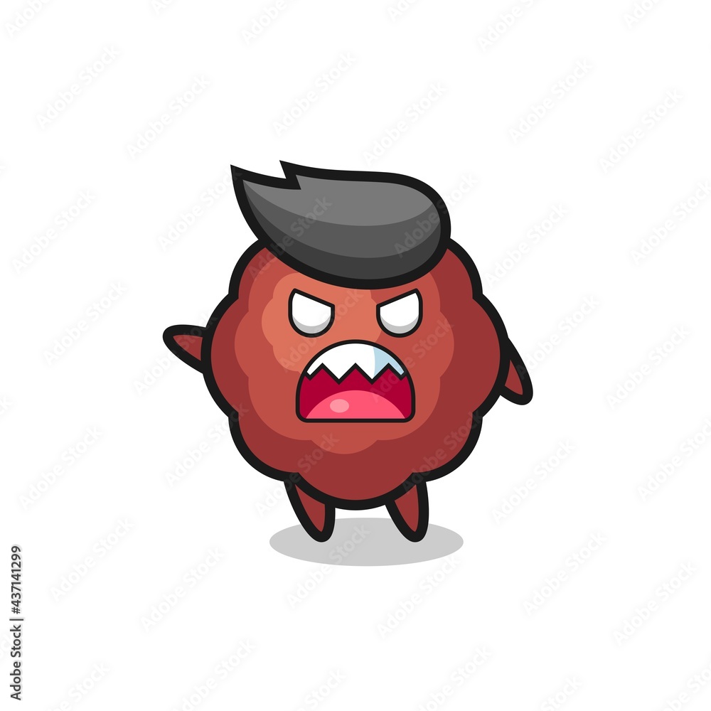 cute meatball cartoon in a very angry pose cute meatball cartoon in a very angry pose