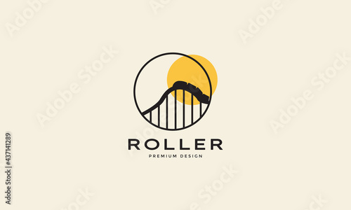 roller coaster lines with sunset