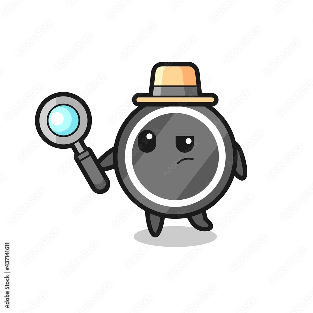 hockey puck detective character is analyzing a case hockey puck detective character is analyzing a case