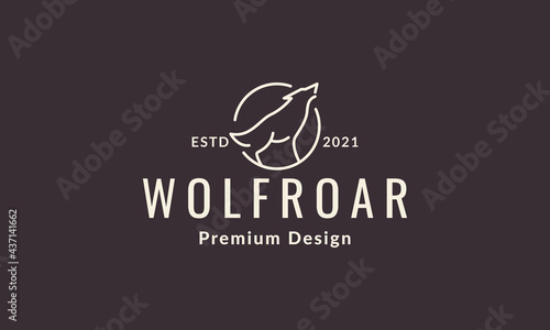 wolf roar lines logo design vector symbol illustration graphic