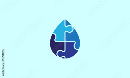 colorful drop water puzzle logo symbol icon vector graphic design illustration
