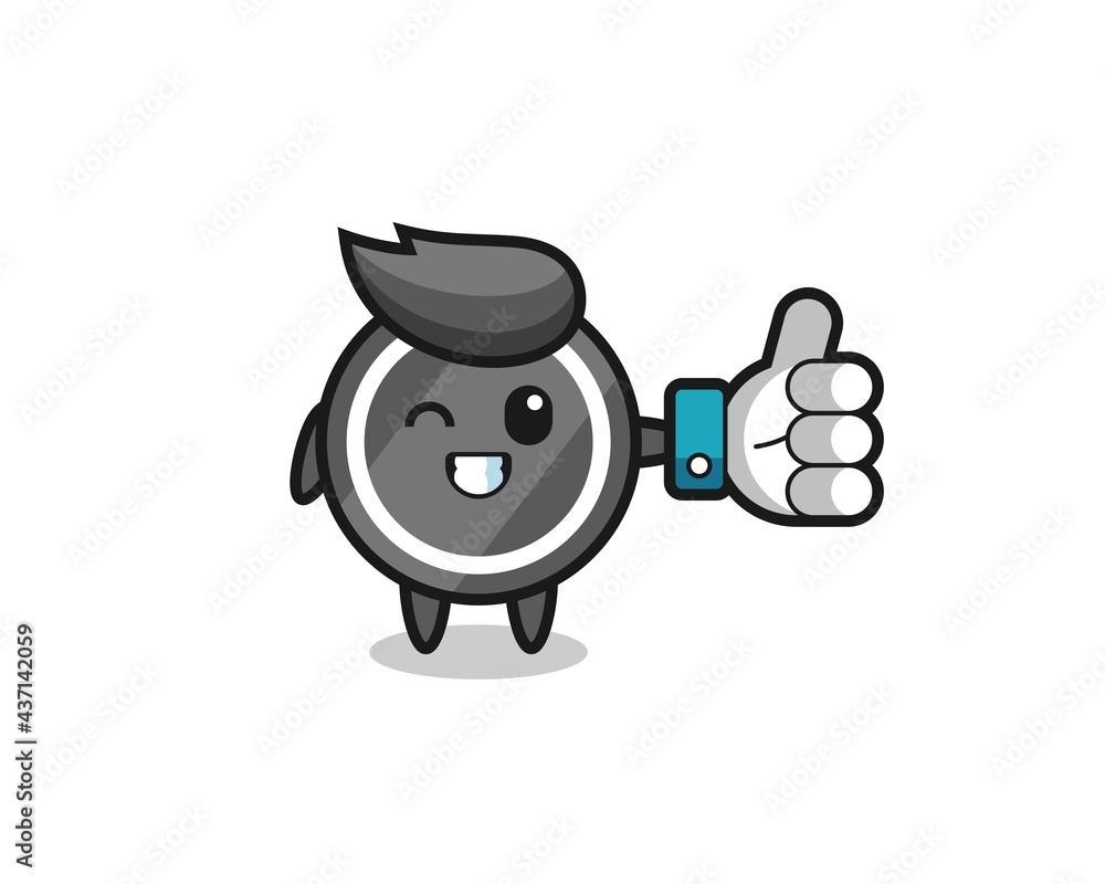 cute hockey puck with social media thumbs up symbol cute hockey puck with social media thumbs up symbol