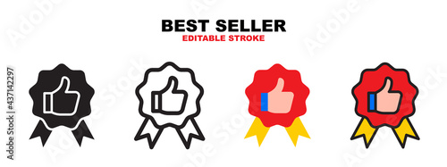 Best Seller icon set with different styles. Colored vector icons designed in filled, outline, flat, glyph and line colored. Editable stroke and pixel perfect. Can be used for web, mobile, ui and more.