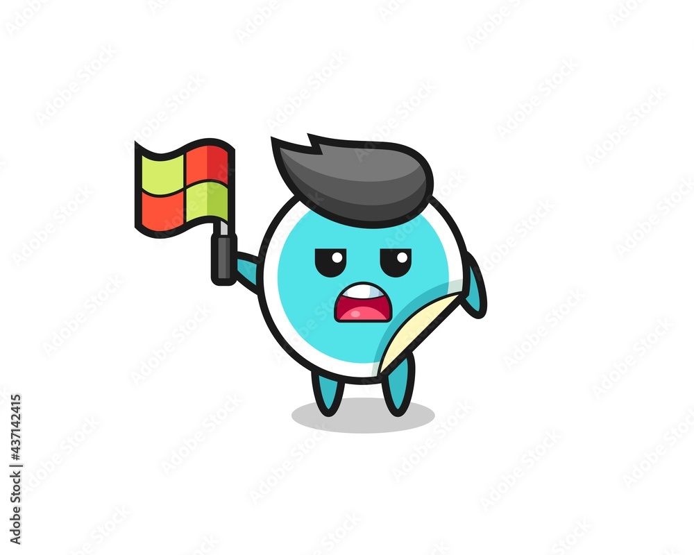 sticker character as line judge putting the flag up