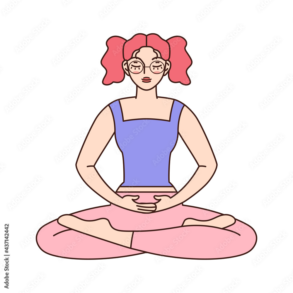 Isolated woman meditating Healthy Lifestyle Isolated woman meditating Healthy Lifestyle