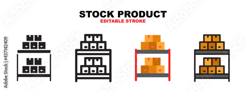 Stock Product icon set with different styles. Colored vector icons designed in filled, outline, flat, glyph and line colored. Editable stroke. Can be used for web, mobile, ui and more.