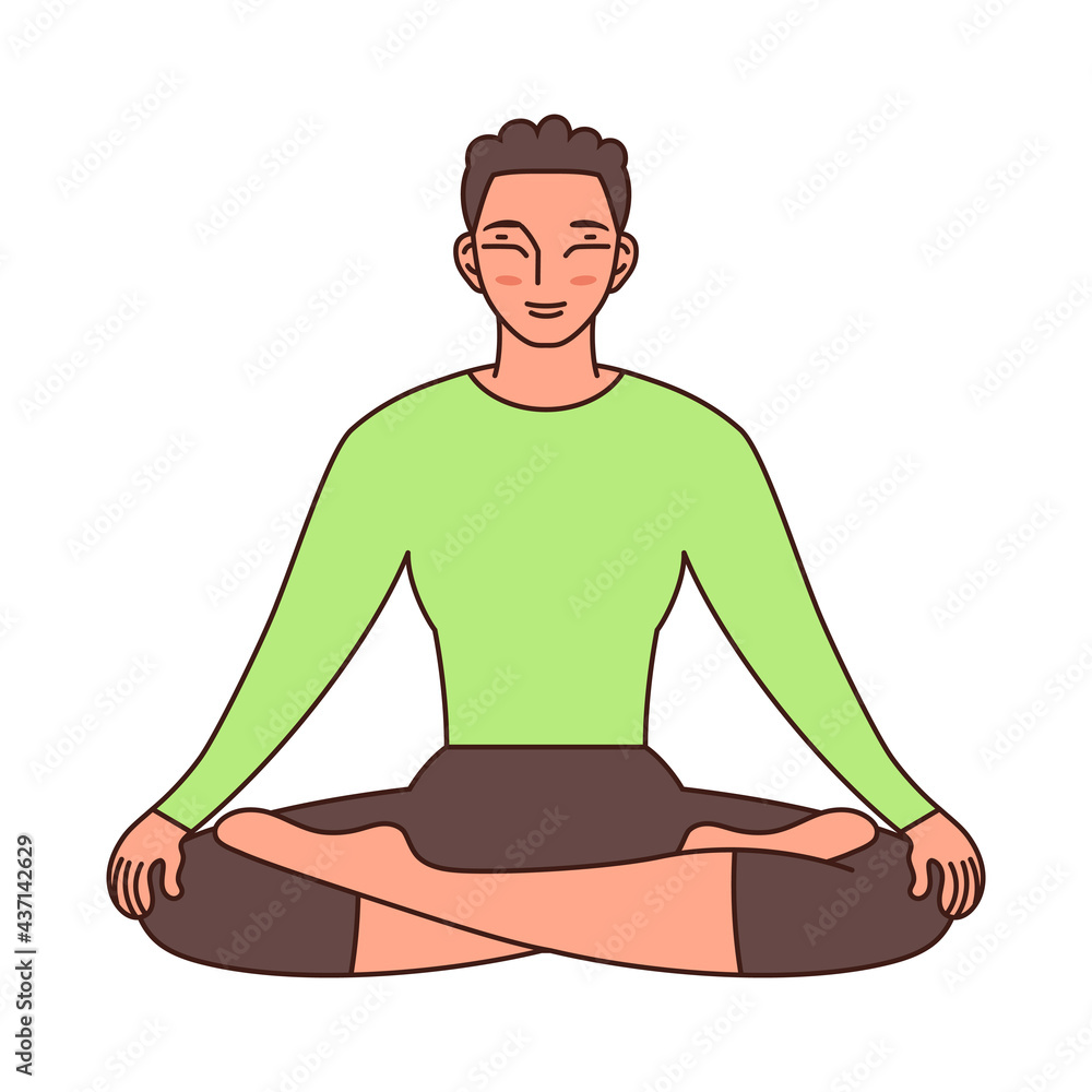 Isolated man meditating Healthy Lifestyle Isolated man meditating Healthy Lifestyle