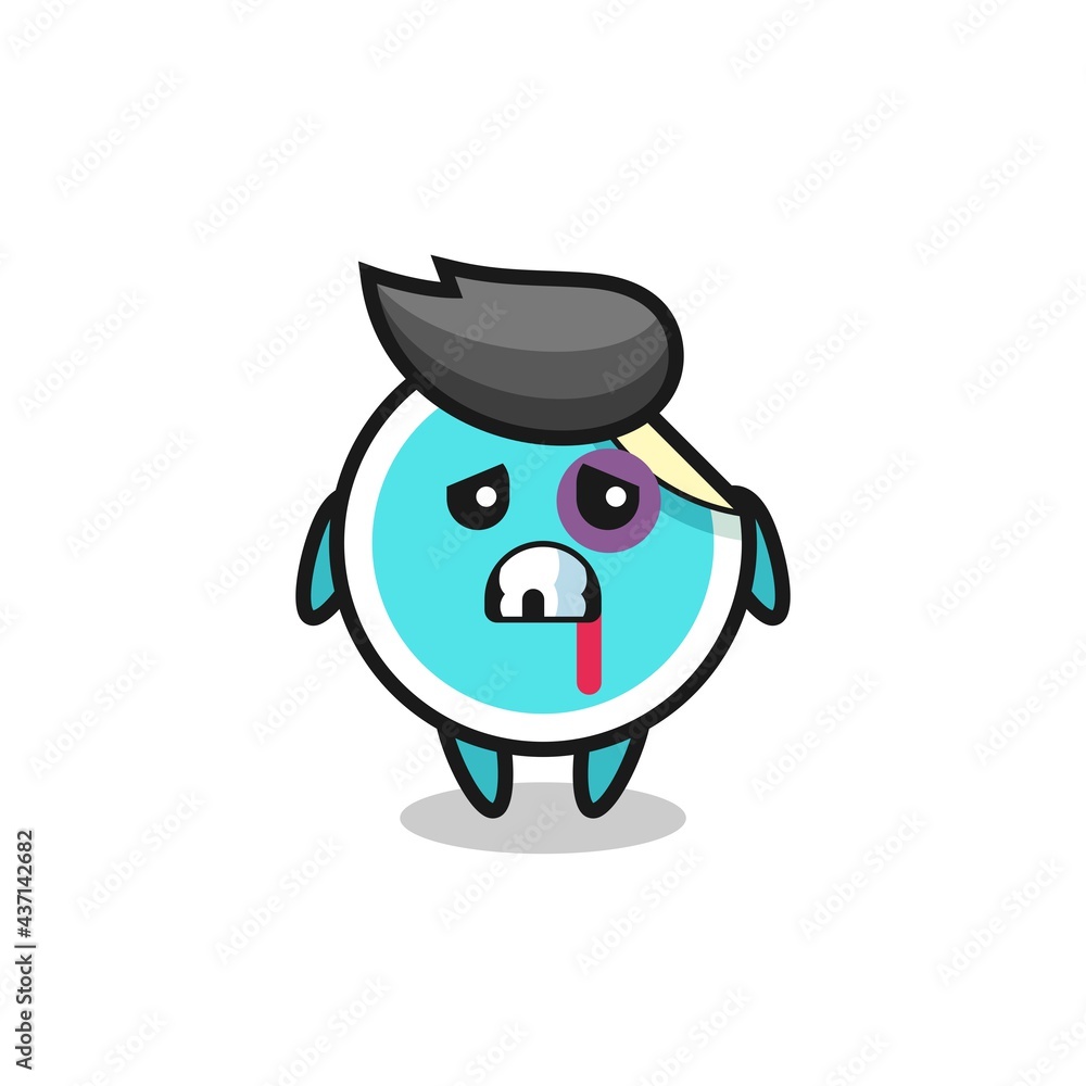 injured sticker character with a bruised face
